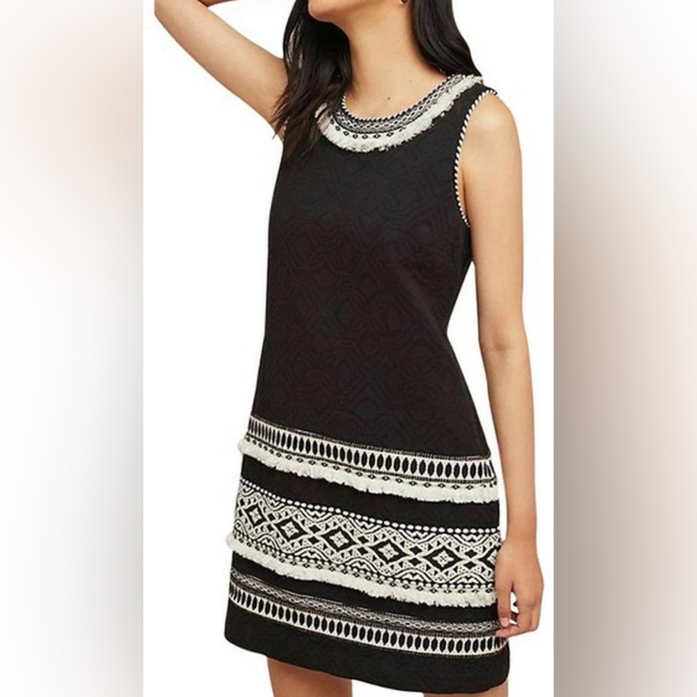 Meadow Rue Anthropologie Arctic Shift Sleeveless Dress Black Fringe